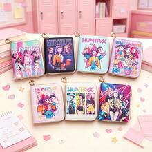 Mesuca Cute PU Leather K-Pop Zipper Mini Wallet, Idol Character Print Multicolor Square Coin Purse With Keychain For Girls Birthday Party - Multicolor - View 2