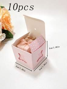 10pcs Pink Teddy Bear Pattern Mimi Party Favor Boxes, Gift Packaging Boxes For Birthday, 1st Birthday, Baby Shower Party - Baby Pink - View 3