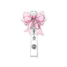 1pc Creative Stethoscope Bow Acrylic ID Badge Retractable Clip Doctor Nurse Badge Holder - Multicolor - View 5