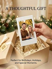 White Mini Instant Photo Frame, Easel-Style Photo Display Stand, Reusable Desktop Photo Decor, Multi-Scene Universal Desktop Decoration, Ideal Gift For Friends, Family And Classmates, Perfect For Birthdays, Anniversaries And Holidays - A - View 5