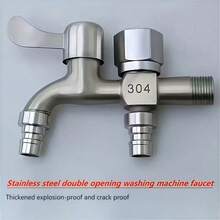1pc 304 Stainless Steel Dual Outlet Faucet, Multi-Function Washing Machine Tap, Suitable For Connecting Washing Machine, Bathroom Addition, Bathroom Hardware - Silver - View 8