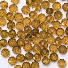 手工珠飾用扁圓玻璃珠 8mm/6mm/4mm (60/80/115顆) 可重複使用散珠 DIY 手作配件，亮面藍綠色 - 中咖 - 查看 6
