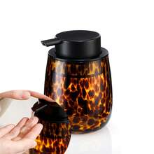 Amber Marble Glass Soap Dispenser, Refillable Pump Bottle For Liquid Soap, Lotion And Hand Wash, Suitable For Kitchen And Bathroom Countertop - Multicolor - View 8