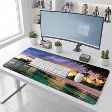 Island Deep Cloud Pattern Gaming Mouse Pad, Non-Slip Rubber Desk Mat, Smooth Gliding Surface, Suitable For Computer Laptop Office Home, Melancholy Abstract Art Decor, Back To School Supplies - B - View 1