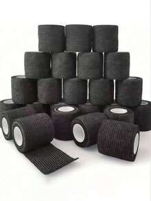 3/4/6/8/12/24 Rolls 5cm*4.5m Self-Adhesive Bandage, Good Breathability, Elastic Sports Self-Adhesive Tape - Black - View 1