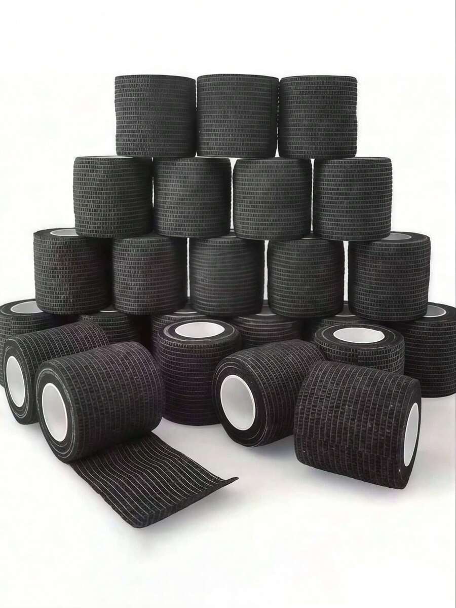 3/4/6/8/12/24 Rolls 5cm*4.5m Self-Adhesive Bandage, Good Breathability, Elastic Sports Self-Adhesive Tape - Black - View 1