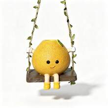 1pc Cute Swing Lemon Shaped Hanging Planter, Resin Cartoon Lemon Character Wall Hanging Flower Pot, Creative Succulent Plant Pot For Indoor Wall Home Decor - A - View 12