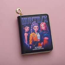 Mesuca Cute PU Leather K-Pop Zipper Mini Wallet, Idol Character Print Multicolor Square Coin Purse With Keychain For Girls Birthday Party - Multicolor - View 17