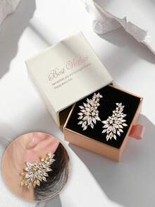 Set Kotak Hadiah | Anting-Anting Natal Sayap Beku Kristal Mewah Elegan Bertatahkan Penuh, Perhiasan Fashion yang Dirancang untuk Wanita, Cocok untuk Pernikahan, Pertunangan, Pesta, dan Acara Hadiah Liburan. - sayap - View 6