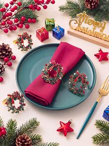 4-12pcs Vintage Floral Wreath Napkin Rings For Christmas, Suitable For Christmas Party, Wedding, Birthday Party, Room Decor, Table Decor, Home Decor, Holiday, Party, Wedding And Dinner - Multicolor - View 1