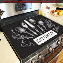 (Hot !!) 1pc 2D Tableware Pattern Flat Stove Protector Mat And Non-Slip Heat-Resistant Rubber Stove Cover Pad Suitable For Induction Cooktop, Glass Stove And Multi-Function Anti-Scratch Mat, Also Can Be Used As Oven, Washing Machine, Dryer And Kitchen Decor Best Choice. - Multicolor - View 6