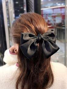 1pc Large Bow Hair Clip Suitable For Daily Wear - Black - View 3