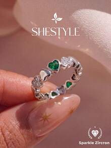 1pc Heart-Shaped Diamond Ring, Exquisite Unique Jewelry Gift, Suitable For Ball, Party, Gathering - Heart Ring Diamond - View 6