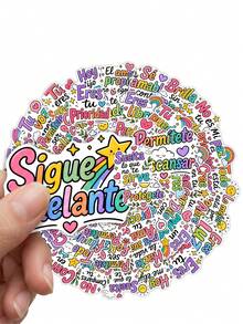 50Pcs Spanish Positive Quote Stickers, Colorful Inspirational Affirmation Waterproof Vinyl Stickers, For Laptop, Water Bottle, Journal, Skateboard, Teens Decor - Multicolor - View 4