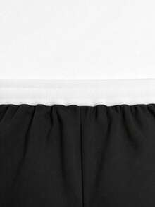 Hidkat Women's Casual Sports Long Pants, Patchwork Contrast Waist Design, Comfortable Versatile Wide Leg Curved Pants, Suitable For Daily Wear, Commuting, Lazy Street Style - Black - View 6