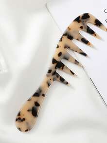 1pc Fashion Minimalist Acrylic Marble Leopard Print Wide Tooth Long Handle Anti-Static Lightweight Portable Hair Comb, Hair Accessory - Multicolor - View 11
