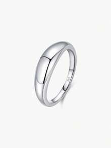 MODIAN Real 925 Sterling Silver Smooth Dome Plain Band Ring Minimalist Stackable Finger Rings For Women Classic Daily Jewelry - Silver - View 1