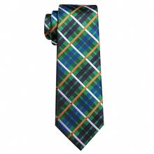 Men's Green Plaid Tie Pocket Square Cufflinks Ring 4Pcs Set, Cufflinks Random Pattern, Wedding Business Suit Accessories - Green - View 4