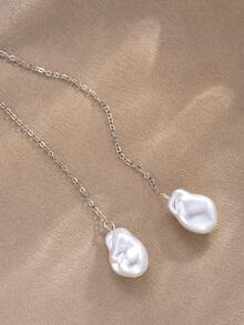 1pc Casual Minimalist Punk Hip-Hop Street Style Geometric Pattern Chain Necklace For Women, Vacation Party Date Travel Shopping Banquet Wedding Daily Outfit New Versatile Combination - Silver - View 3