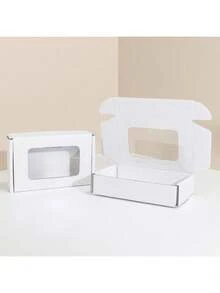 10pcs White Window Paper Box, Visible Window Express Packaging Box, Packing Material, Packaging Box, Gift Box, Corrugated Cardboard Box, Express Box, Packing Box, Airplane Box, Corrugated Paper Box, Postal Cardboard Box - Multicolor - View 5