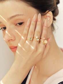 Sorayune 8pcs Round & Oval Decor Ring - Multicolor - View 7