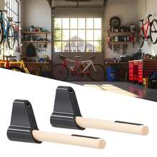 Home Wall Mounted Bike Storage Rack Wooden Bicycle Parking Stand Space Organizer For Road And Mountain Bikes - Black - View 3