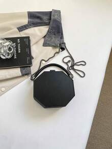 Women's Evening Crossbody Box Bag,Octagonal Shape,Solid Black, PU ...