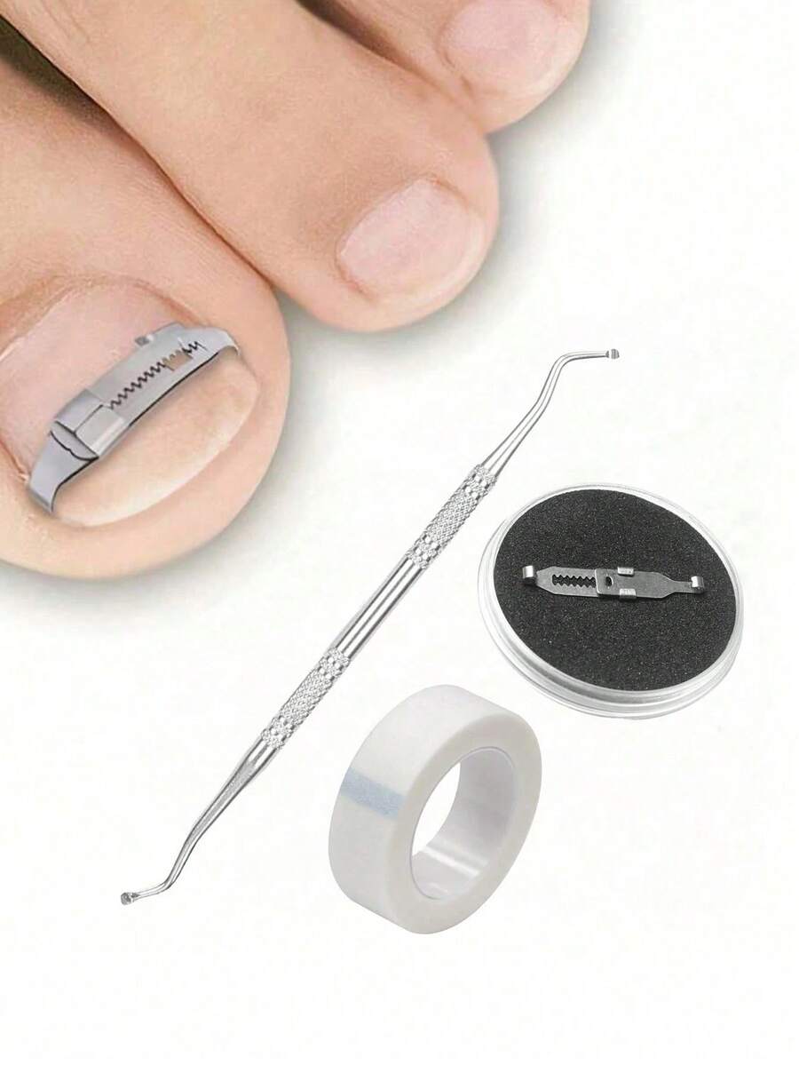 3pcs Stainless Steel Ingrown Toenail Correction Tool Set, Painless Treatment For Ingrown Nails And Paronychia, Suitable For All Types Of Foot Care - Multicolor - View 1