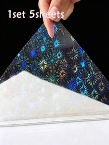 A4 Size Transparent Holographic Cold Laminating Film, 8.3*11.7 Inches, 4 Styles Mixed: Diamond, Rainbow, Star, Dotted, Waterproof Self-Adhesive Vinyl Sticker Paper - A - View 14