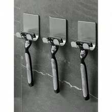 1/2pcs Stainless Steel No-Drill Razor Hook, Bathroom Wall-Mounted Razor Storage Rack, Waterproof No-Damage Adhesive Hook Bathroom Organizer - Multicolor - View 2