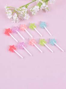 10pcs/set Resin Pendant With Five-pointed Star & Lollipop Shaped Diy Jewelry - Multicolor - View 4