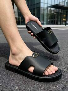 Men's Summer Fashion Casual Slippers, Non-Slip Open Toe Roman Sandals With Bohemian Style Decorative Design, Comfortable Non-Slip Roman Slippers, Suitable For Summer Beach Vacation And Outdoor Daily Wear - Black - View 4