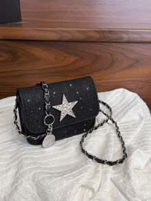 1pc Fashionable Sweet Shiny Star Crossbody Bag, Super Popular Chain Multifunctional Exquisite Small Bag, Compact And Delicate, Mini Lipstick Bag, Fashionable Chain Shoulder Strap, Decorated With Sweet Five-Pointed Stars, Suitable For Outings, Shopping, Daily Use, Travel, Versatile Square Bag Shape, Perfect Gift - Multicolor - View 13