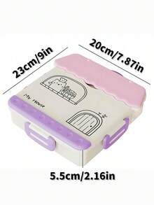 1pc Cartoon Kids Lunch Box, Office Worker Bento Box With Sturdy Durable Snap Lock And Utensil Compartment, Leak-Proof Design, Multi-Compartment Design, Easy To Clean, Handle Design For Easy Carrying, Includes Sauce Container/Back To School Essential 1100ml PP Material - Multicolor - View 10