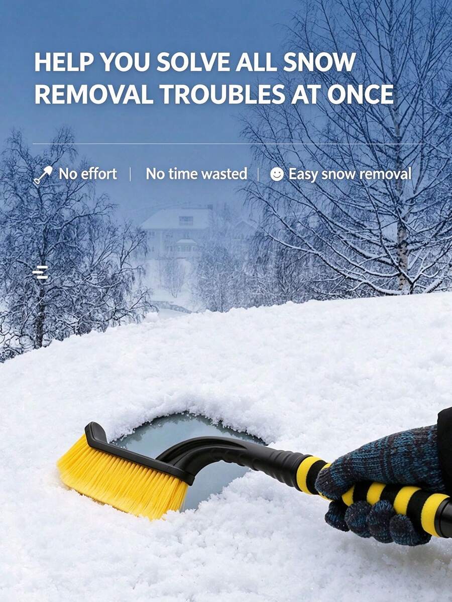 Detachable Car Windshield Ice Scraper, Ergonomic Foam Handle Snow Removal Tool, Extendable Aluminum Pole Snow Shovel Set Suitable For Cars, Trucks 1PC