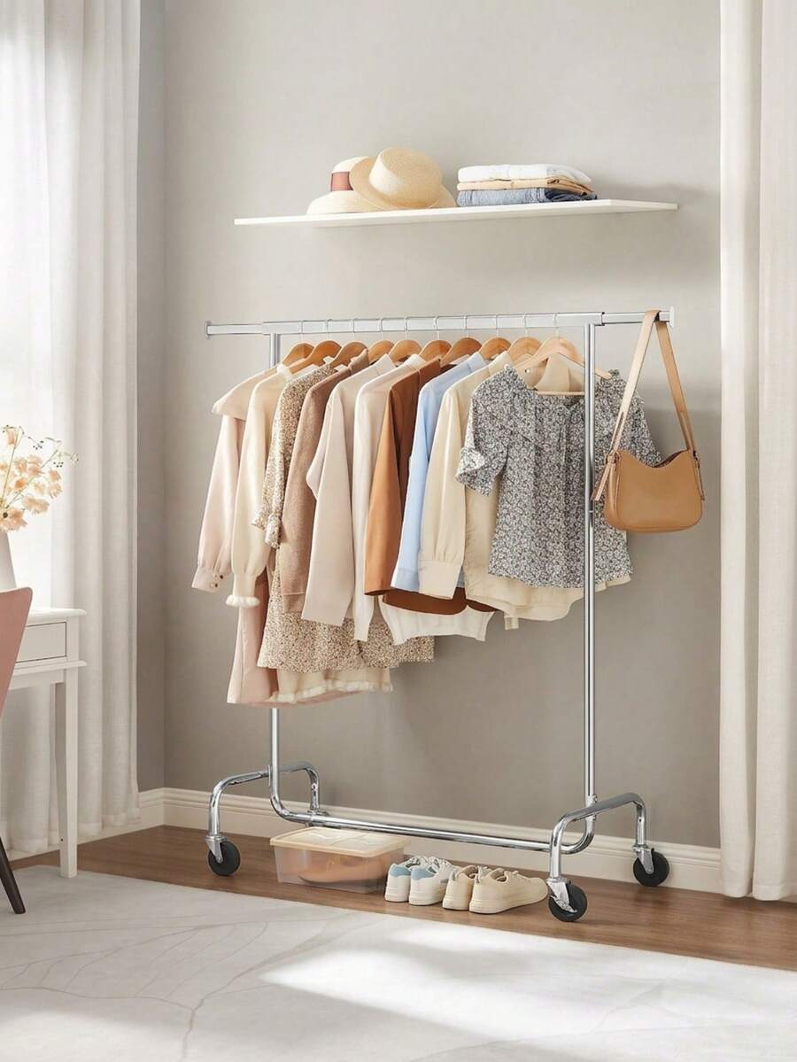 SONGMICS Heavy Duty Clothes Rack, 300lbs Load Capacity, Garment Rack, Silver