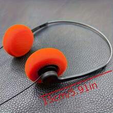 Vintage Handmade High-Fidelity Stereo Headphones, Orange Earcups, Clear Sound Quality, Tangle-Free Cable, 3.5mm Jack - Portable - View 4