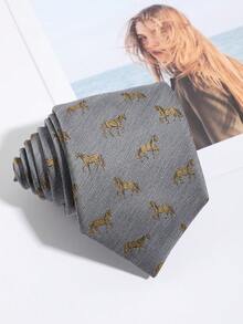 1pc Vintage Horse Jacquard Striped Textured Tie, Men's Business Formal Shirt Accessory, British Style Decorative Necktie - Multicolor - View 8