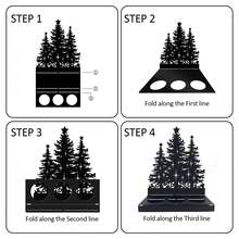 1pc Black Metal Christmas Tree Candle Holder, Hollow Cutout Pine Tree Tea Light Candle Stand, Desktop Christmas Decoration, Holiday Winter Home Table Centerpiece, Suitable For Dining Table, Fireplace Mantel, Windowsill, Coffee Table, Adding Minimalist Christmas Atmosphere To Your Room - Christmas Candle Holder - View 3
