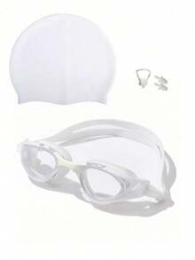 Adult High Definition Large Frame Swimming Goggles, Unisex Comfortable Fit Adjustable Swim Goggles, Indoor Pool Swimming Training Equipment - White - View 6