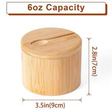 1 Set Bamboo Salt And Seasoning Container With Magnetic Rotating Lid And Spoon, Bamboo Storage Box For Pepper, Table Salt, Seasoning And Sugar, 6oz Capacity - Multicolor - View 3
