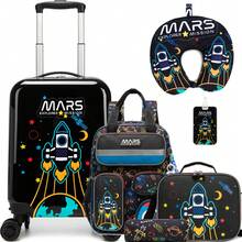 5pcs/Set 16-Inch Kids Luggage Set, Hard Shell Suitcase With Spinner Wheels, Boys Carry-On Luggage, Toddler Travel Trolley Suitcase - 5-piece Luggage Set - View 1