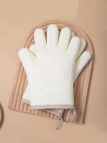 1pc Oven Mitts,Heat Resistant Silicone Anti Scald Oven Gloves,Kitchen Oven Microwave Insulated Gloves,Waterproof Non-Slip,Suitable For Baking,BBQ,Cooking,Essential Kitchen Supplies,Kitchen Gadgets,Kitchen Home Use,Kitchen Accessories,Note: One Glove - White - View 4