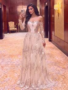 Elegant Off-Shoulder Sequin Satin Evening Gown With Ruched Details And Mermaid Tail Skirt, Suitable For Evening Parties, Weddings, Balls And Anniversary Celebrations - Pink - View 4