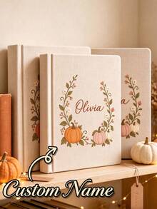Personalized Photo Album, Linen Memorial Album, Soft Tone Pumpkin Pattern, Customized Commemorative Book, Suitable For Wedding, Family, Anniversary, Vacation, Birthday, Graduation Gifts - Multicolor - View 5