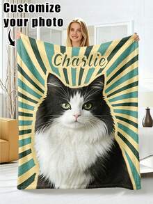 1pc Customized Photo Blanket, Personalized Flannel Blanket With Photo And Text, Office Nap Blanket, Comfortable Blanket, Mother's Day, Father's Day Gift For Parents, Bedding Blanket, Bed Customized Blanket, Customized Text Blanket, Personalized Home Blanket - Multicolor - View 17