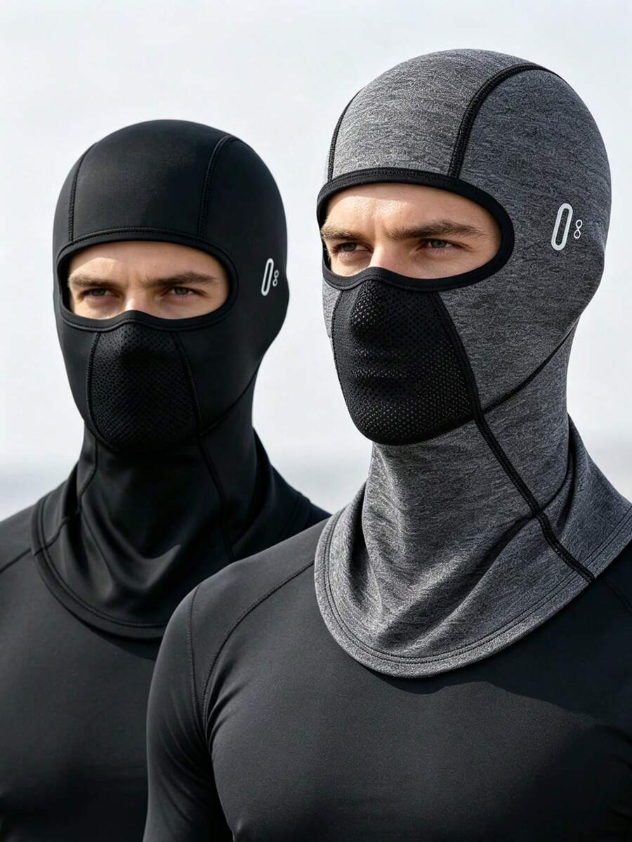 1pc/2pcs Unisex Solid Color Nylon Balaclava Headwear Set With Eyeglass Hole, Full Face Mask For Cycling, Suitable For Daily Wear And Outdoor Activities - Multicolor - View 1