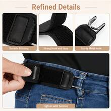 Reusable Waist Belt, Loose Jeans Belt Buckle, Seamless Tool-Free Denim Buckle, Portable Adjustable Hook And Loop Belt (With Metal Hook), Unisex Elastic Loose Style Belt, Suitable For Daily Commute - Multicolor - View 7