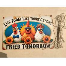 2D Funny Rooster & Chicken Quote Wooden Sign, Suitable For Yard Wall Decor, Fence, Garage, Indoor Wall Decoration, Great Gift/No Electricity Required - TM32 - View 1