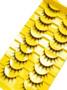 10 Pairs Natural Look Fluffy Strip False Eyelashes, Wispy Soft Faux Mink Lashes, Light Volume Full Band Lashes, Comfortable Reusable Fake Lashes For Everyday Wear & Soft Glam Makeup - Black - View 4